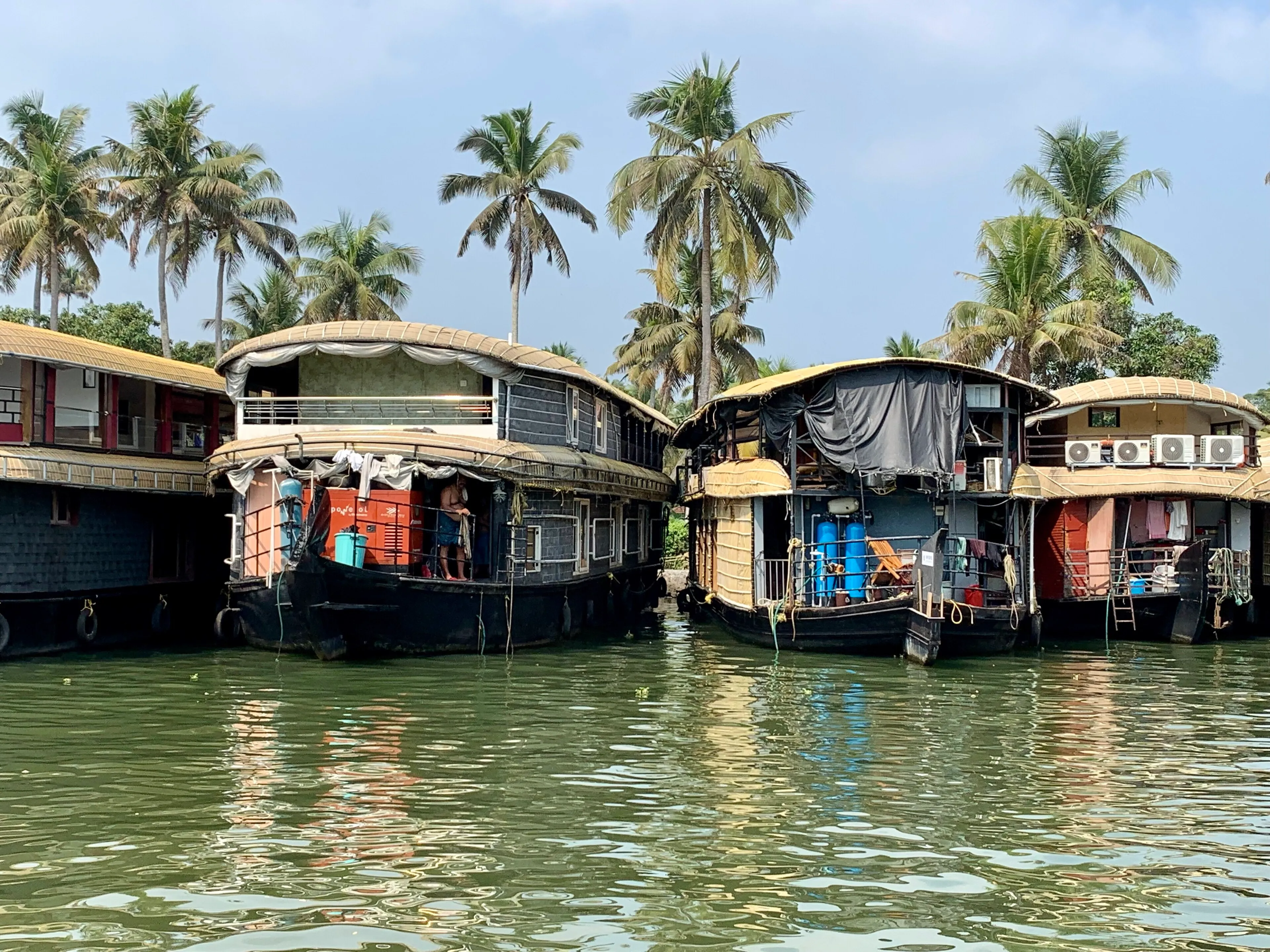 Freshly prepared Kerala cuisine served onboard a houseboat